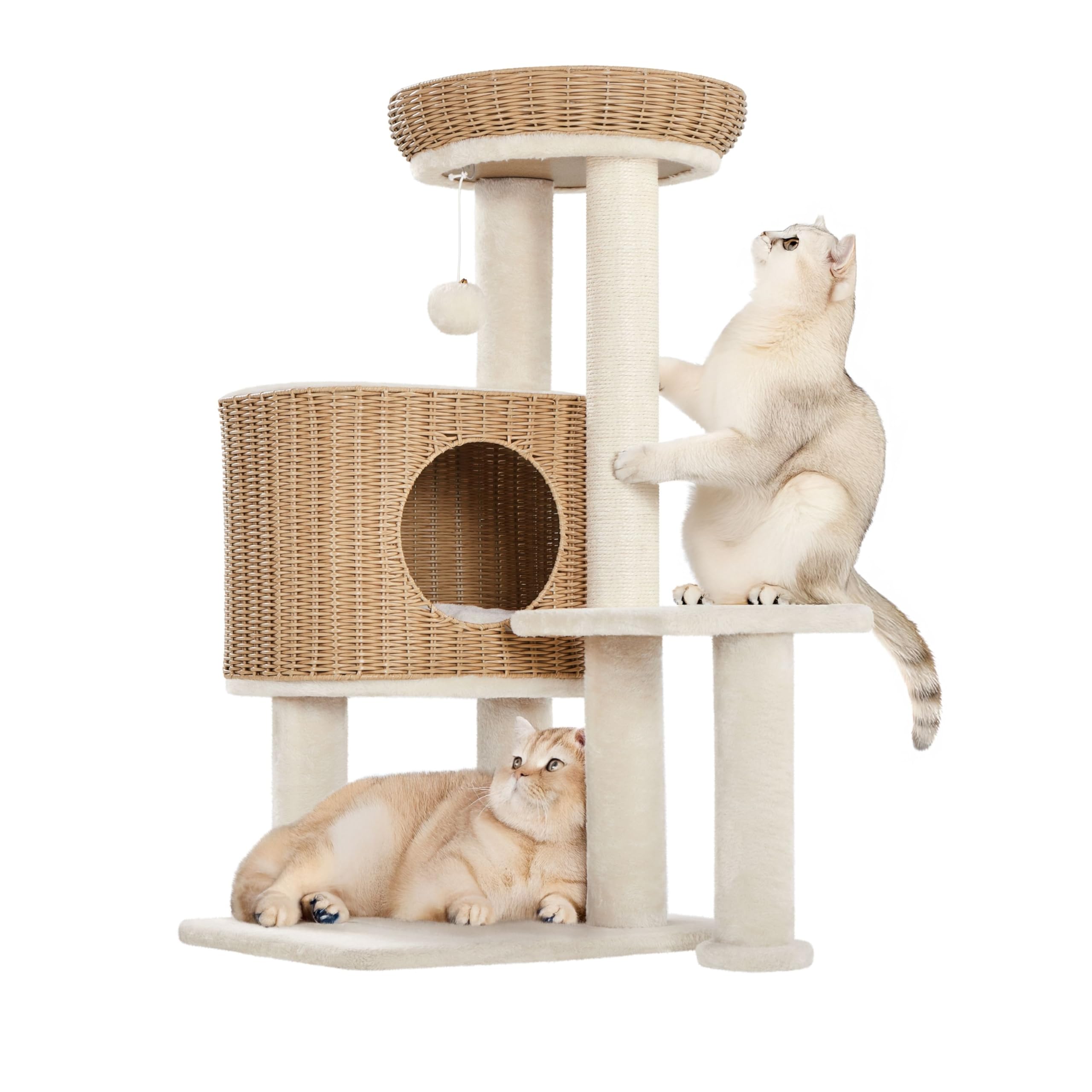 Yaheetech キャットタワー キャットハウス 高さ91cm 多頭飼い 猫タワー 据え置き cat tree ハンモック 爪研ぎ 見晴台 クリアボウル (高さ91cm)