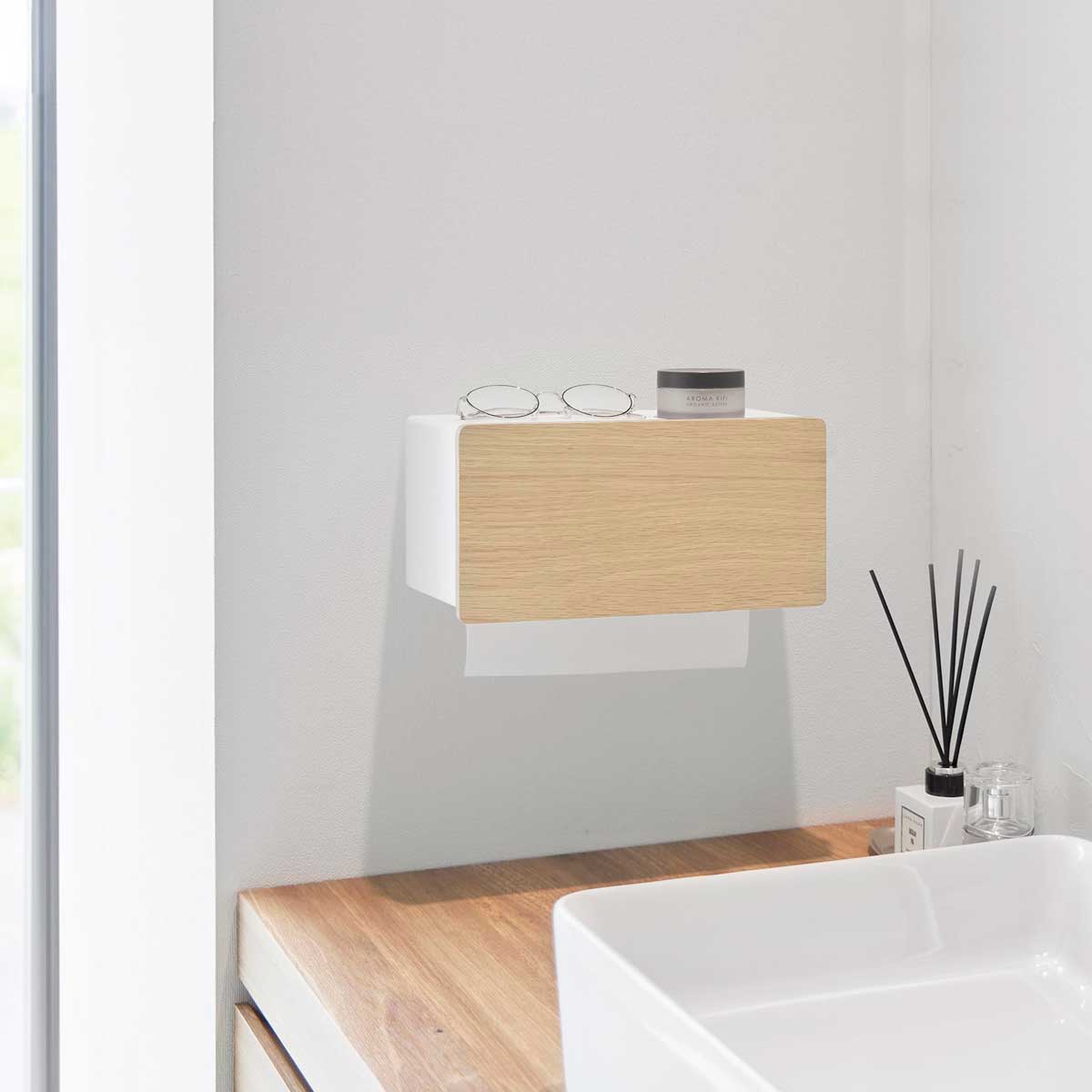 ペーパータオルホルダー 山崎実業 RIN リン ウォールペーパータオルディスペンサー 石こうボード壁対応 10115 ナチュラル