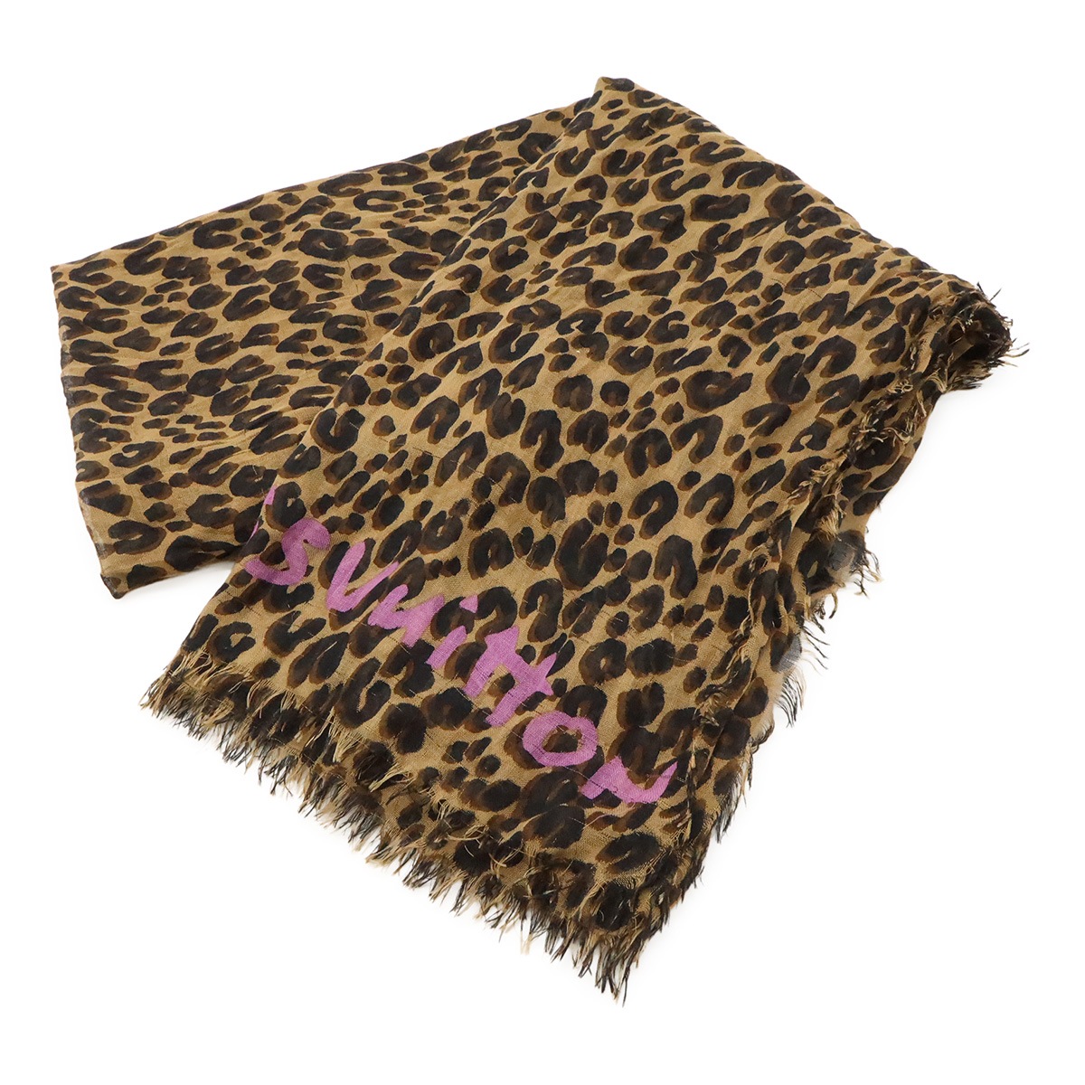 エトール レオパード ストール ショール マフラー ヒョウ柄 マロン ブラウン ピンク M7221