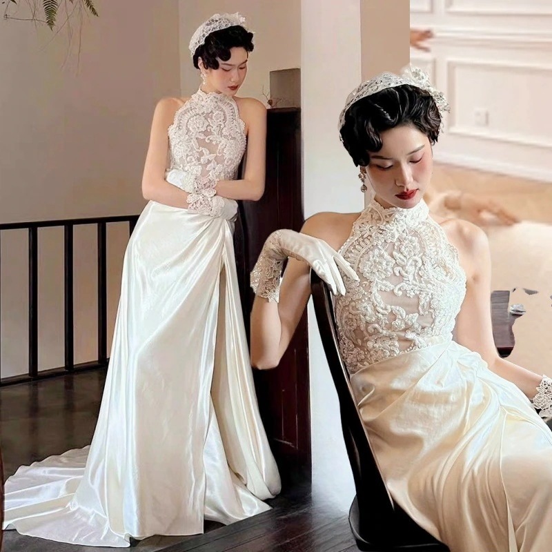 パーティードレス ウエディングドレス レースのドレス カラー ノースリーブ 安い 二次会 結婚式ドレス 花嫁 フォトウエディング ビーチフォト 前撮り 後撮り 披露宴 激安