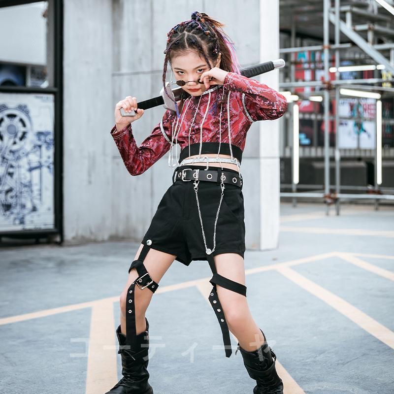 ２点で11o円OFF！【本日限定】チアガール ダンスウェア キッズ ダンス衣装 女子 ガールズ 子供服 ヒップホップ セットアップ HIPHOP ジャズダンス 応援団 チアステージ衣装 練習着