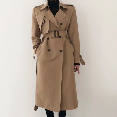 トレンチコート スタンドアップカラー シングルブレスト レースアップウエスト ミドル丈 ウィンドブレ 5,621円