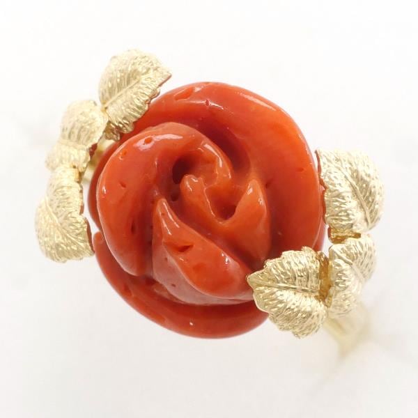 K18 18金 YG イエローゴールド リング 指輪 10.5号 サンゴ ジュエリー 中古