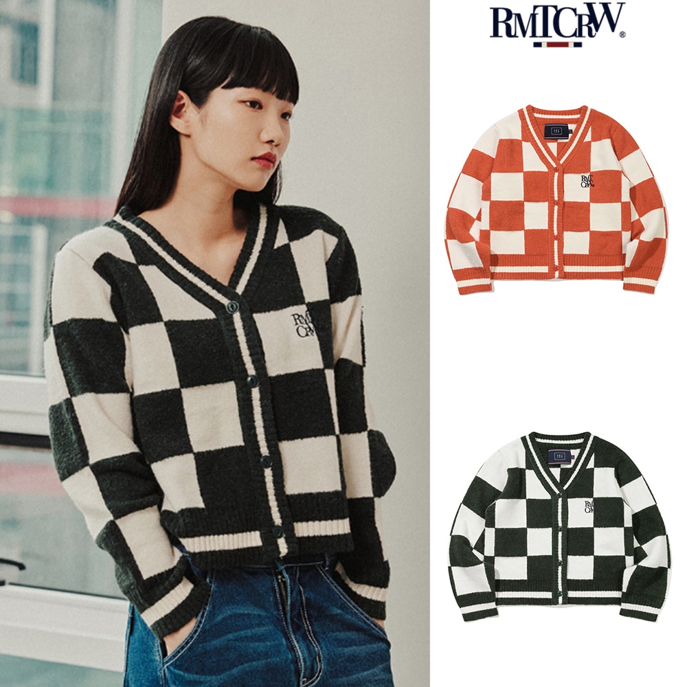【ROMANTIC CROWN】CHECKER BOARD TERRY CARDIGAN