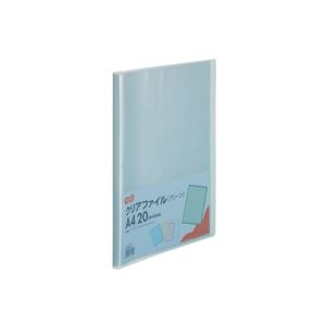 （まとめ） TANOSEE クリアファイル A4タテ20ポケット 背幅14mm グリーン 1セット（10冊） 10セット