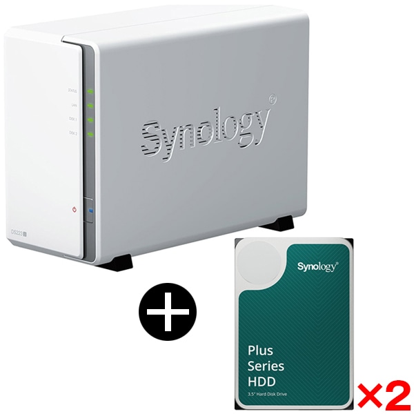 DS223j 2ベイ NASキット + HAT3300-8T 3.5インチ内蔵HDD(8TB・SATA) ×2 セット