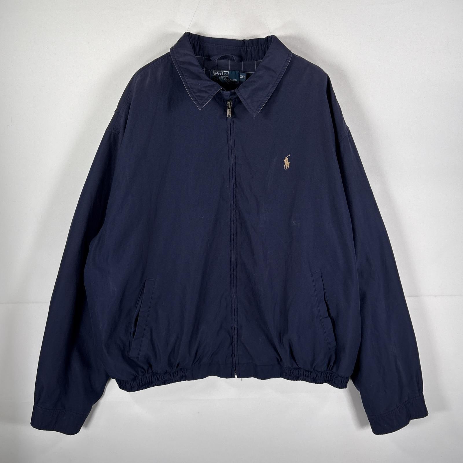 古着 90s/90年代 ポロバイラルフローレン Polo by Ralph Lauren スウィングトップジャケット 裏地チェック XXL ネイビー メンズ
