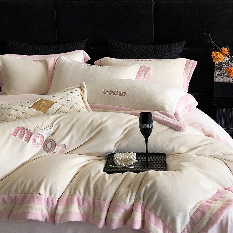 A類高精密ミルクレーヨンベッド上4点セット厚手サンゴレーヨン布団カバーシーツフランネル冬寝具4