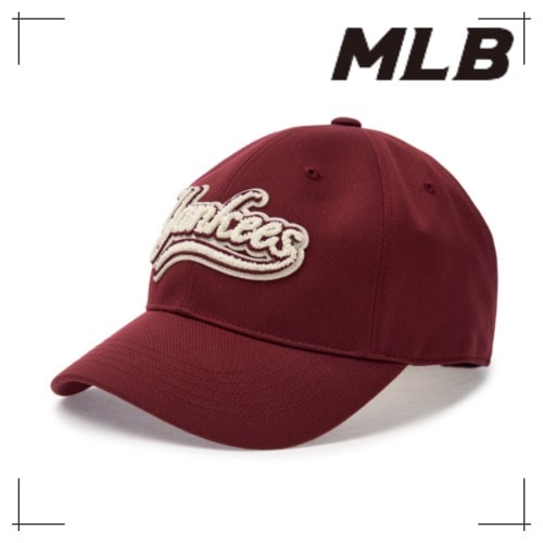 MLB公式正規品 キャップ Varsity Cultured Bookle Logo Unstruck Ball Cap NY (Burgundy)
