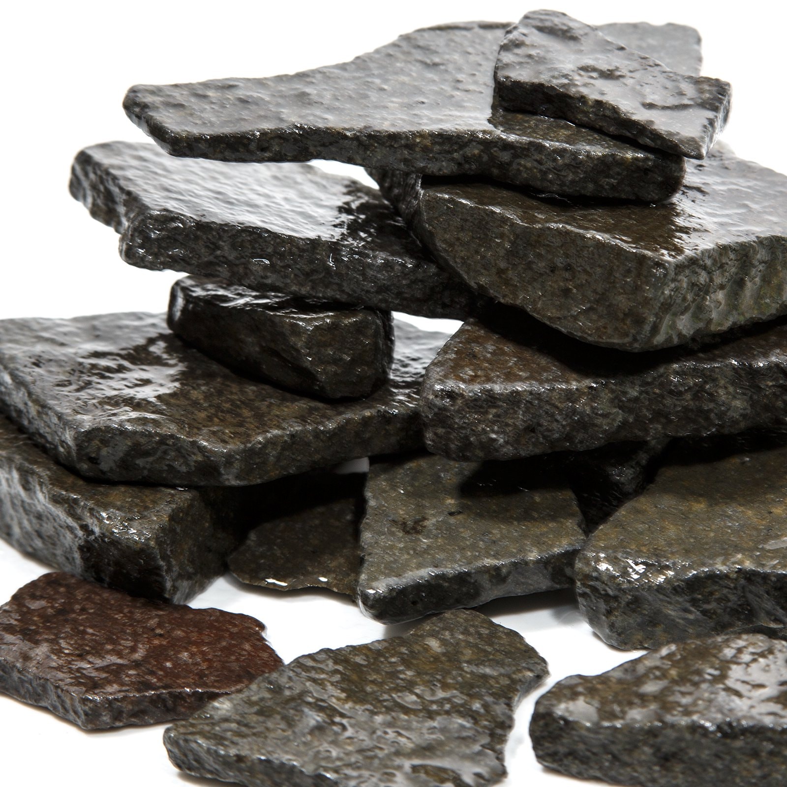 形状お任せ　輝板石　スモールサイズミックス（約２ー８ｃｍ）　１０ｋｇ（１ｋｇX１０袋）　国産品　アクアリウム　レイアウト素材　ＣＲＣ21―20―70―20―00