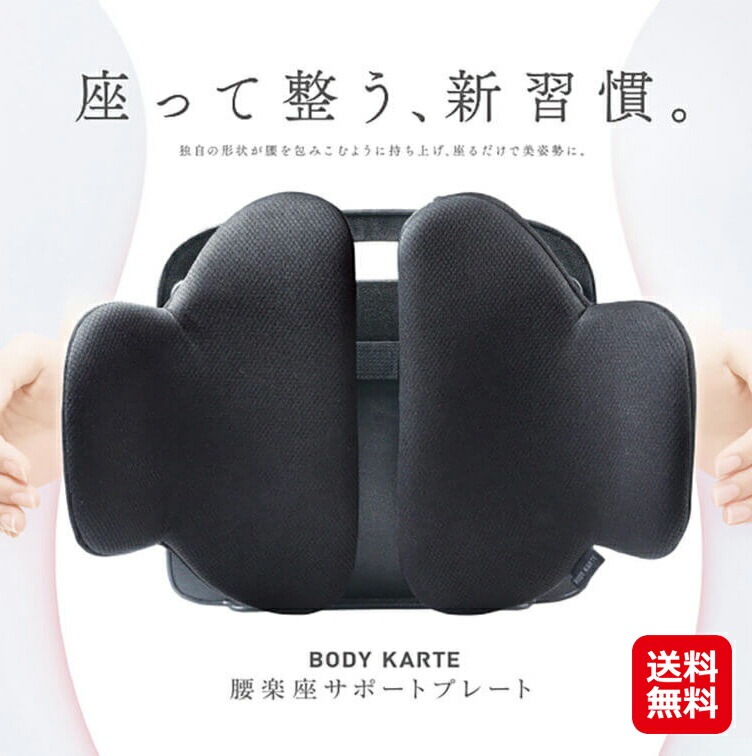 ボディカルテ　腰楽座サポートプレート 背もたれ クッション 腰痛対策 可動式 ランバーサポート 腰サポート 腰 ホールド 背中にフィット 美姿勢