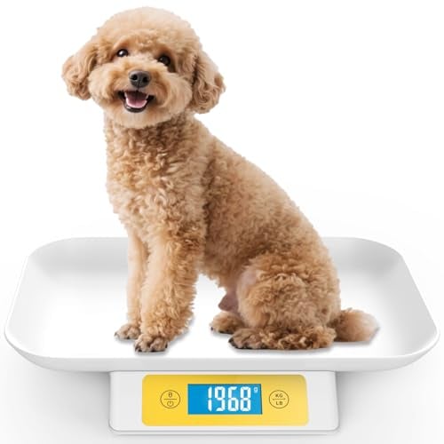 デジタルペットスケール 電子ペット体重計 15Kg容量 1g の精度 小型犬/猫/ウサギ ペットくん 体重計 ポータブル 小型動物用 体重管理 (白)