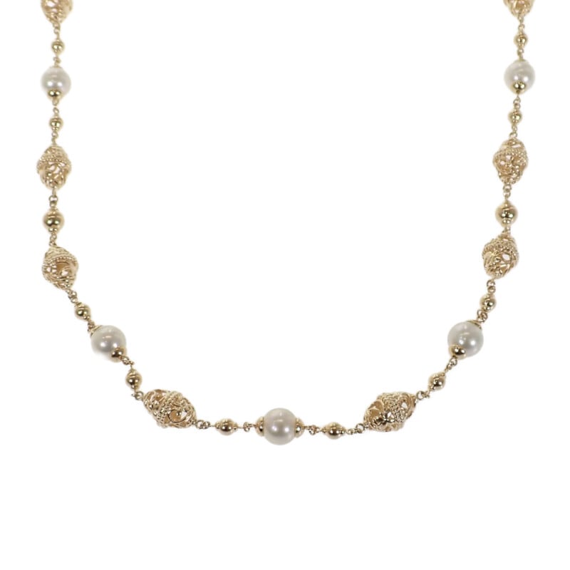 【MIKIMOTO】MIKIMOTO パール ネックレス K18イエローゴールド アコヤ真珠 レディース