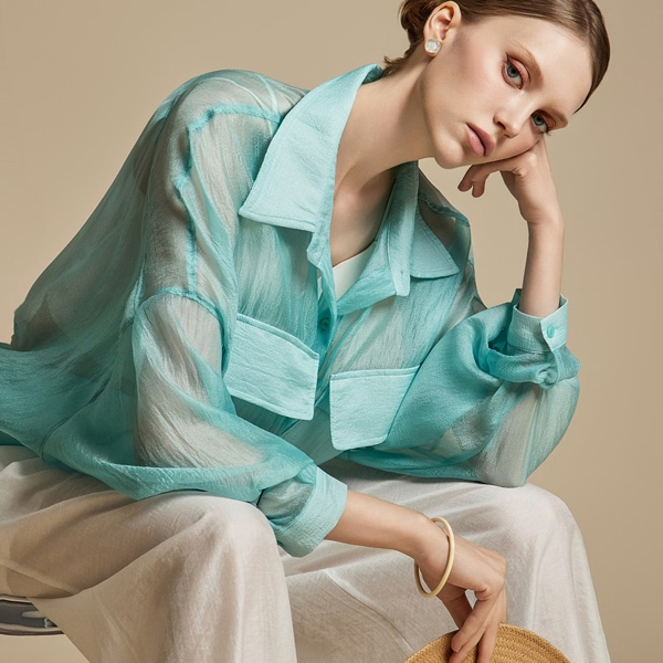 S775 シースルー オーバーフィット シャツ