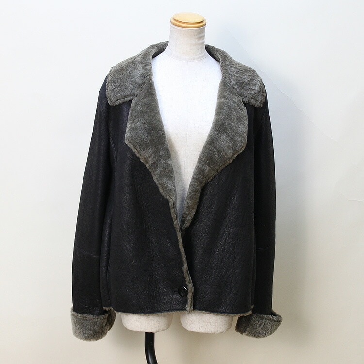 ムートン Wフェイス ファー ジャケット ブラック 送料無料 レディース ギフト プレゼント