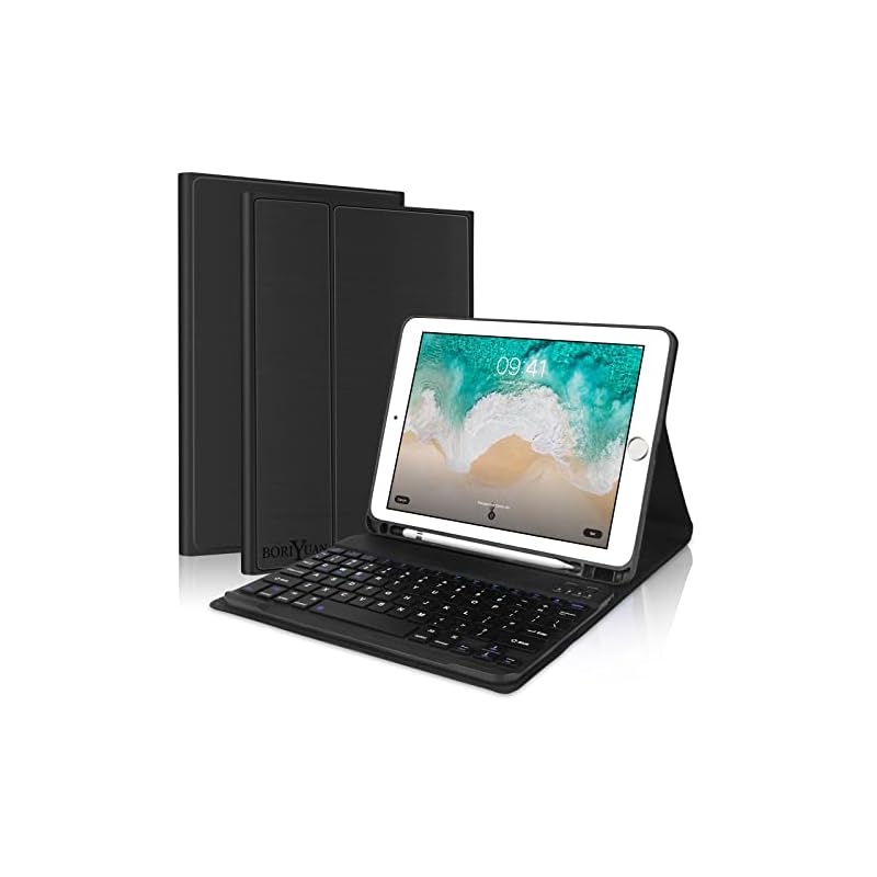【2024年昇級版】 iPad 9.7キーボード ケース iPad 第5世代 第6世代 キーボードケース対応 iPad pro 9.7/iPad air/air2用 キーボードケース pencil収納