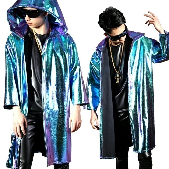 メンズ ダンスウェア ファッション ダンス衣装 ヒップホップ メンズコート マント 帽子付け ジャズダンス MENS JAZZ DS ストリート系 B系 ステージ衣装 男性用 演出服 スリム ト