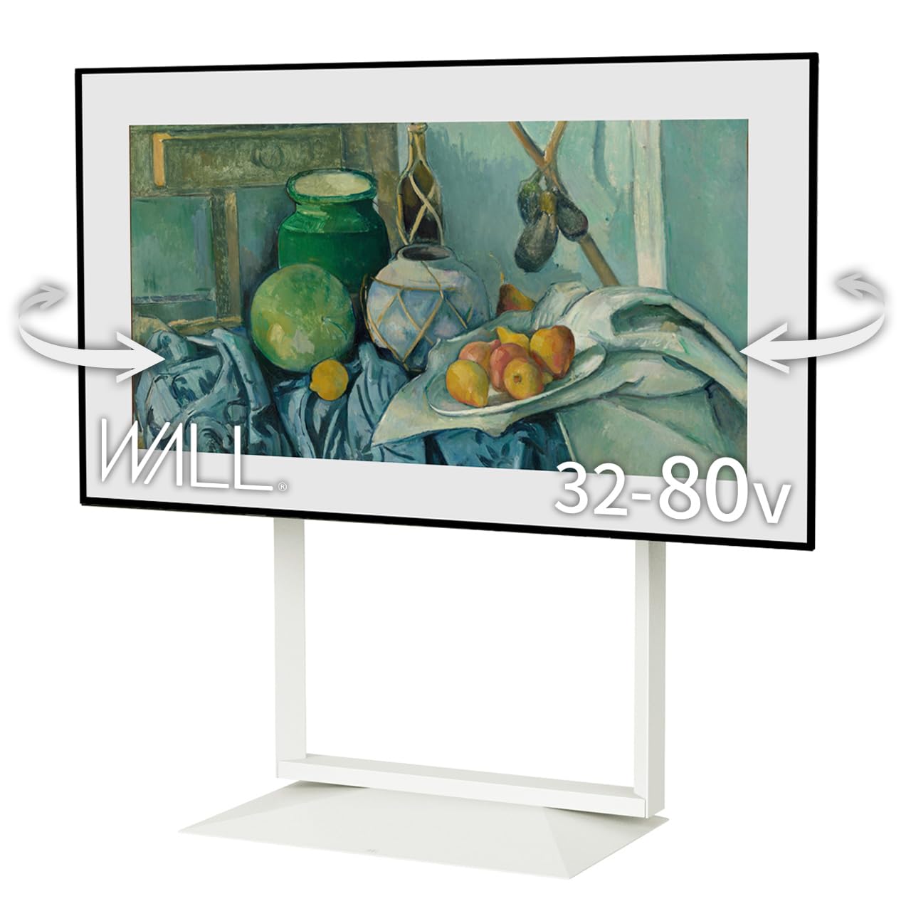 【アート感覚】FRAME STAND テレビスタンド おしゃれ 首振り 特許取得済み 3Dベース サテンホワイト 耐震 震度7対応 高さ6段階調整 32~80インチ対応 白 ホワイ 98527