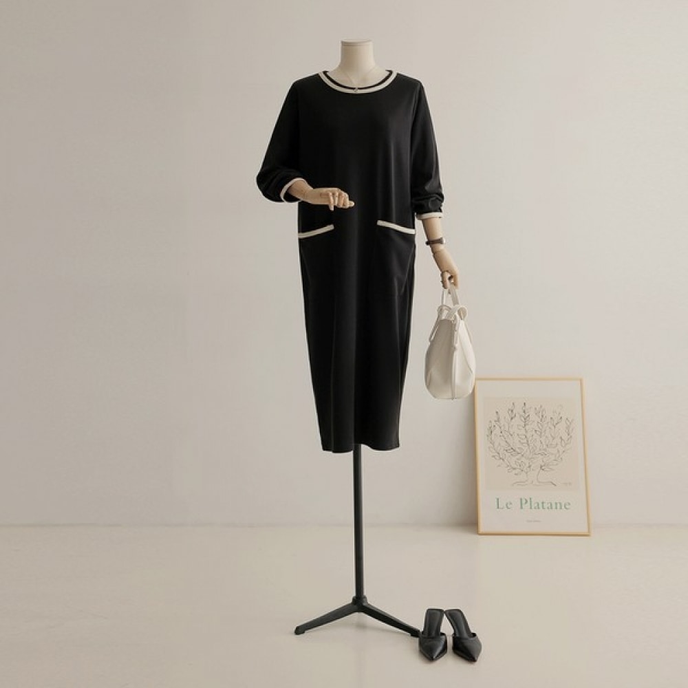 [Elysia] Gotoテープ配色七部ワンピース 5,834円