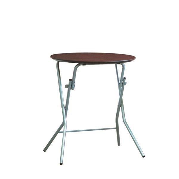 折りたたみテーブル 幅63.5cm 円形 ダークブラウンシルバー 日本製 木製 スチールパイプ スタンドタッチテーブル60 16,999円