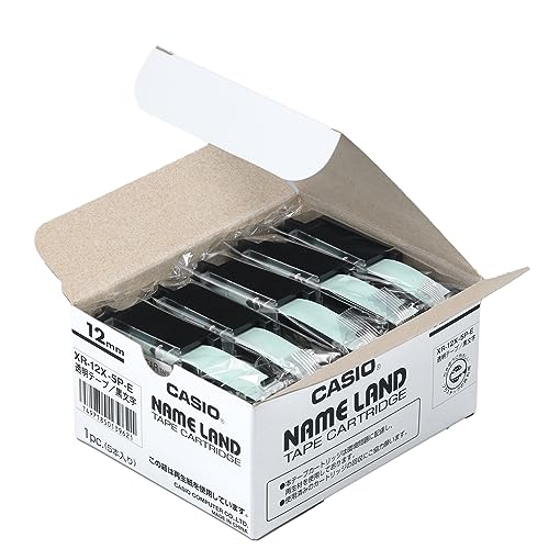 カシオ ラベルライター ネームランド 純正 テープ 12mm XR-12X-5P-E 透明に黒文字