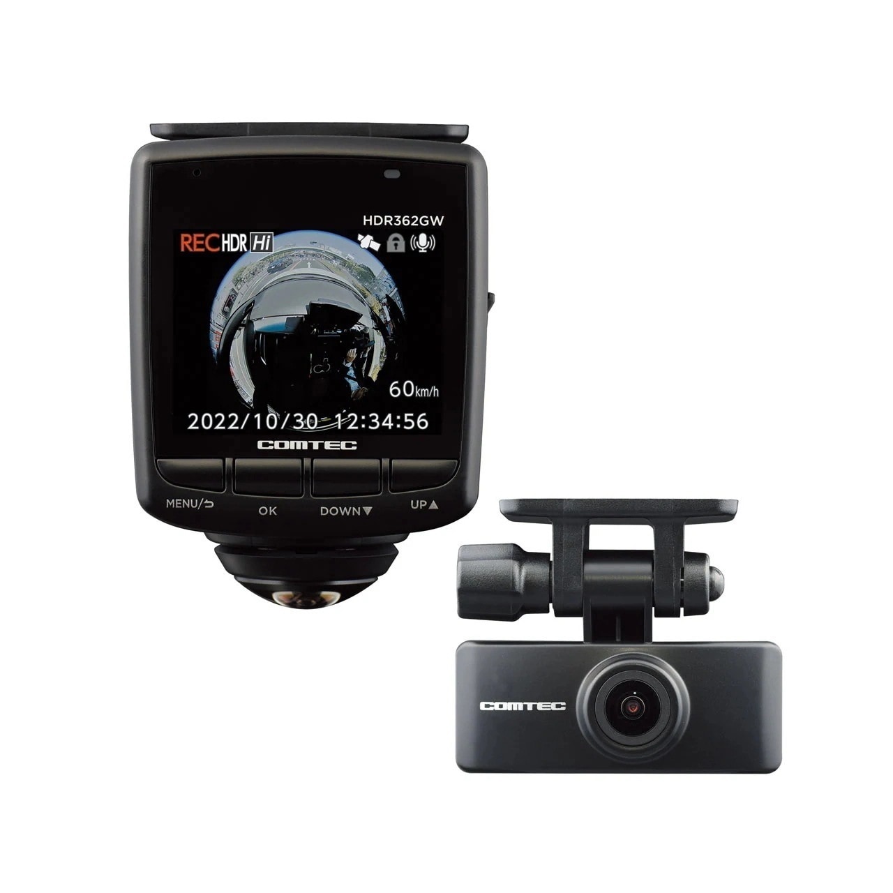 HDR362GW ドライブレコーダー【全方位360カメラ/2カメラ/ナイトビジョン/HDR】