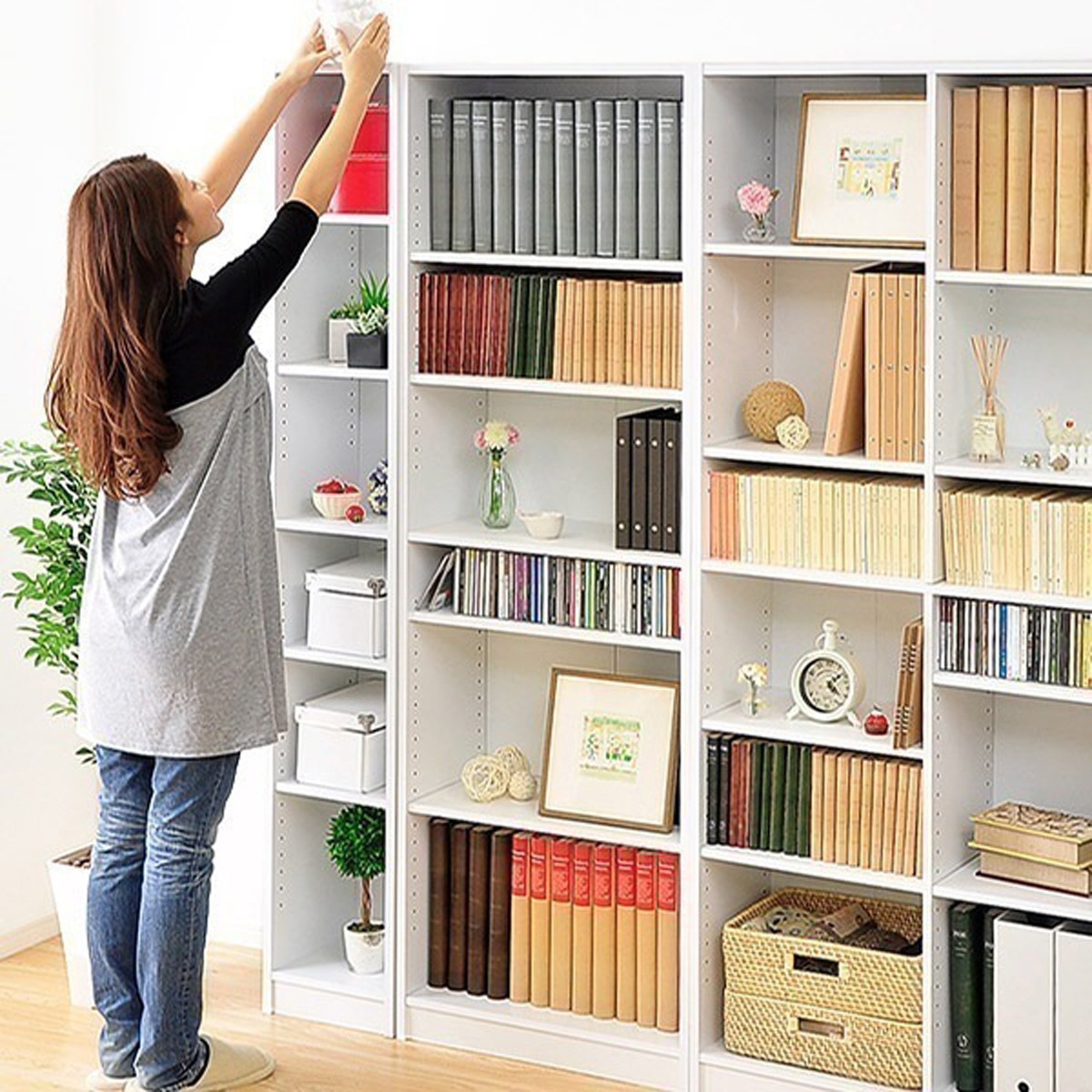 多目的ラックマガジンラック 幅30cm スリムで大容量な収納本棚CDやDVDラックにも 可動棚