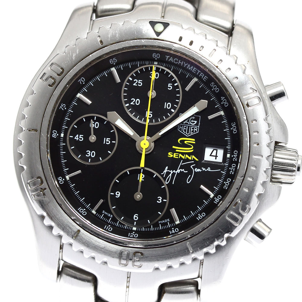 タグホイヤー TAG HEUER CT2115.BA0550 リンク アイルトン・セナ限定モデル クロノグラフ 自動巻き メンズ 箱・保証書付き_886279【中古】