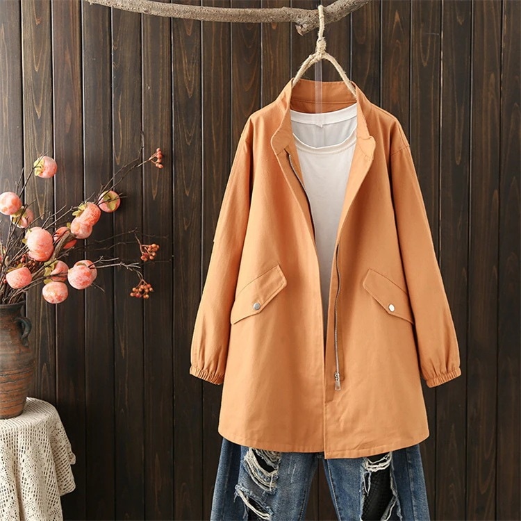 ロングコート レディース立ち襟今週の割引は 25% オフです ジャケット春秋新作 チェスターコート 大きいサイズ アウター 無地 体型カバー 長袖 XL-4XL／50-100KG