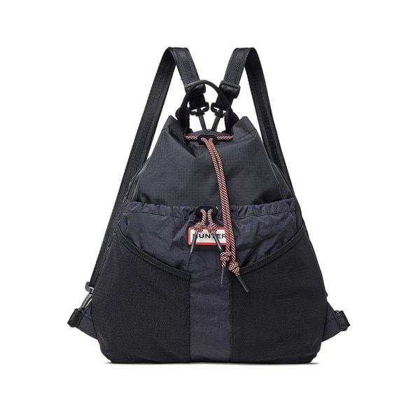 [UNISEX] トラベルマルチファンクションリップストップパッカブルバックパック - ブラック/レッドボックスロゴUBB7125NRSRBO