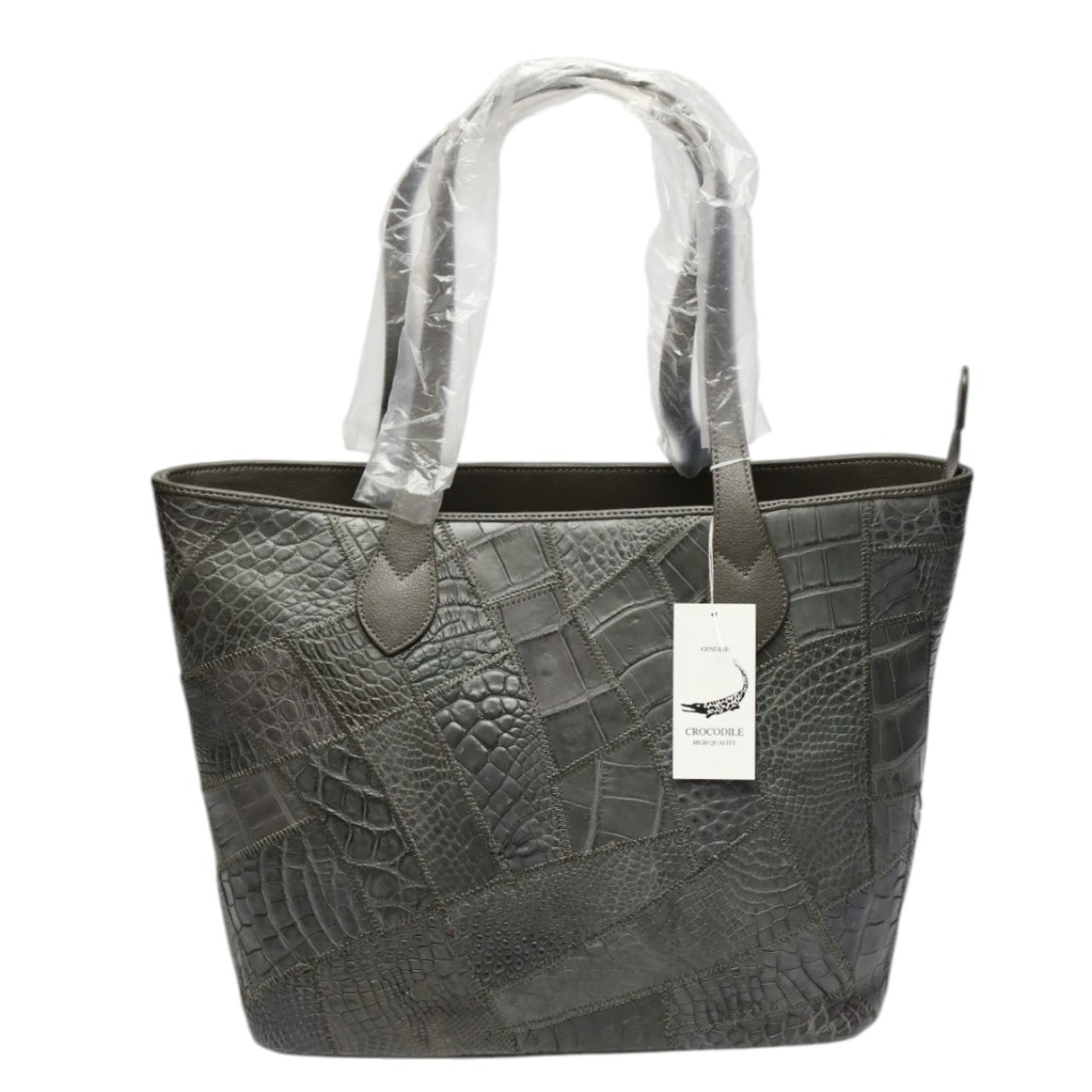 クロコダイルLB-7001 ショルダーバッグ パッチワーク 天ファスナー グレー