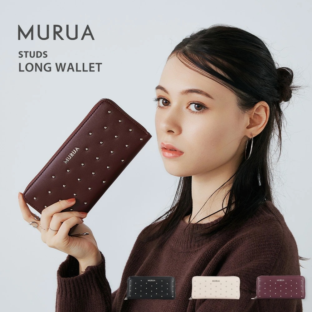 STUDS 長財布 レディース ブランド MR-W1371 ラウンドファスナー ロングウォレット シンプル おしゃれ