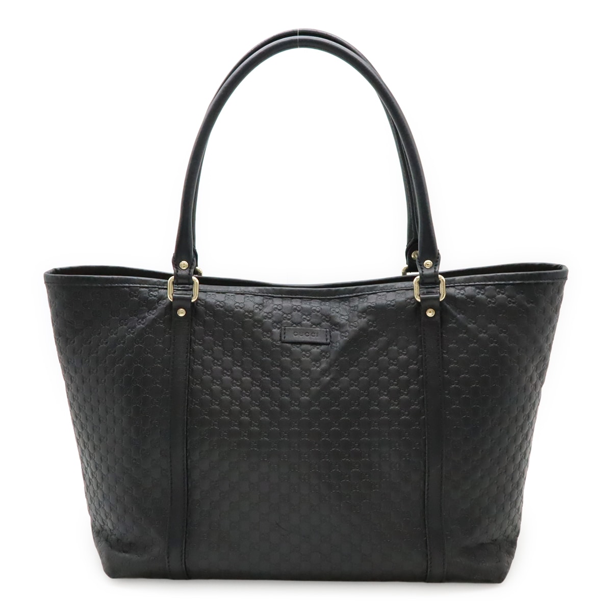 マイクログッチシマ トートバッグ ショルダーバッグ セミショルダー 肩掛け レザー ブラック 黒 アウトレット品 ゴールド金具 44964