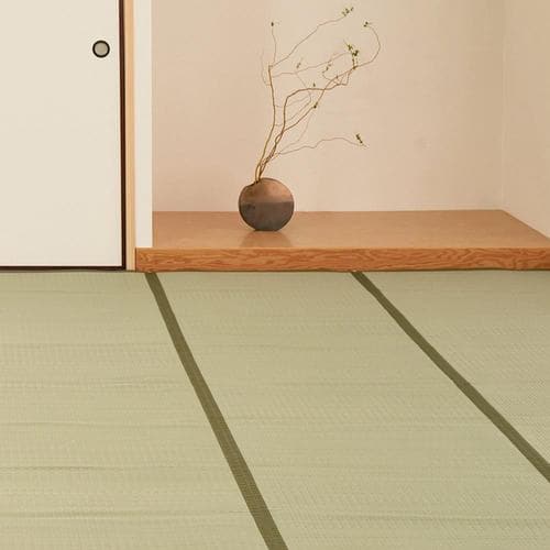 【メーカー直送品】萩原 洗えるい草風カーペット 四条 江戸間6帖 GR グリーン