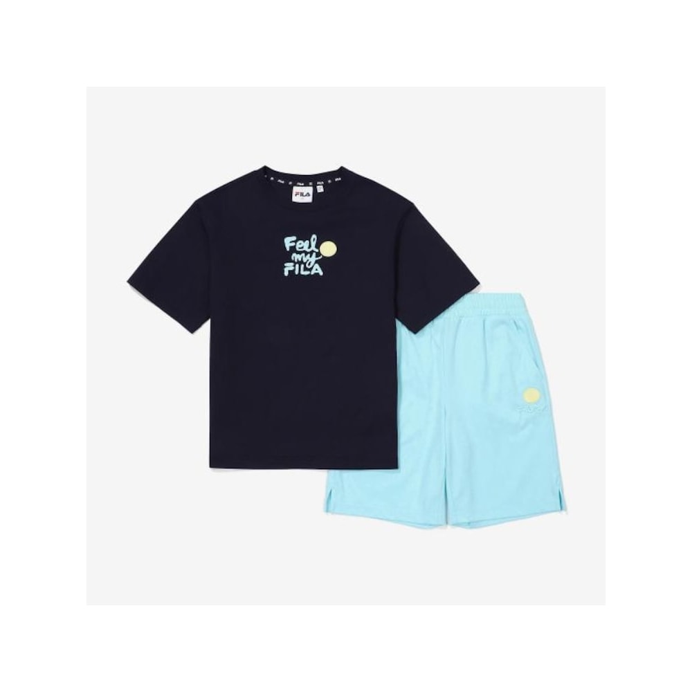 [FILA KIDS] スマイルグラフィックショートスリーブ&ショーツセットアップ (FK2FSF2202X_DID) Q0ZFK2FSF2202XDID
