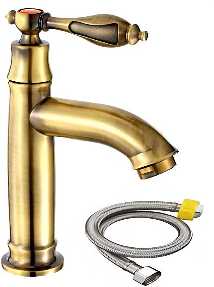 洗面用 アンティーク調 高さ165 レトロ シングルレバー 黄銅 蛇口 立水栓 手洗いボウル クラシック(単水栓＋50cmホース) 4,662円