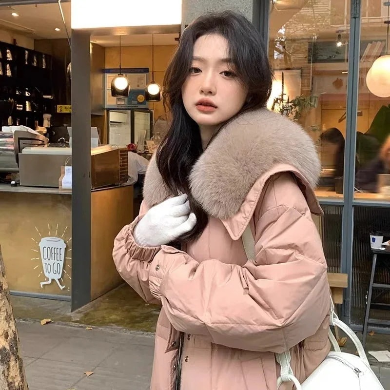 ホワイトダックダウン親友衣装 24 の新韓国ダウンジャケット女性のミッドレングス肥厚大きな毛皮の襟 5,687円
