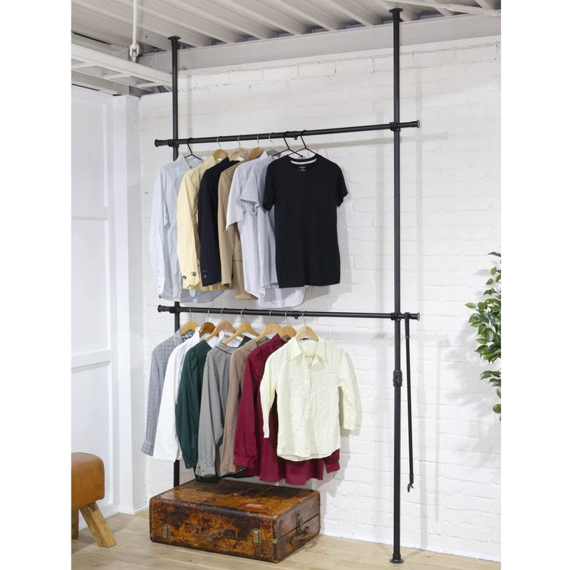 突っ張り ハンガーラック 全体耐荷重60kg たて・よこ伸縮 (幅90-160cm/高さ190-260cm) シャツ最大90着 ひっか