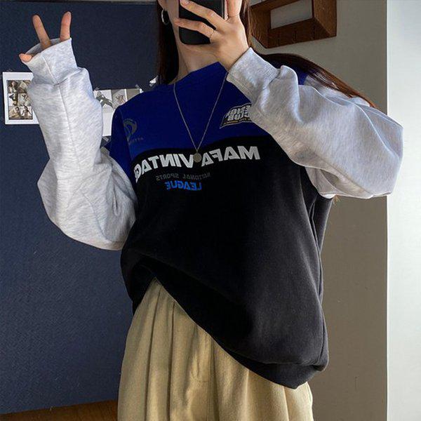 HスタイルTSヴィンテージ起毛スウェットシャツ 冬 女性 起毛 スウェットシャツ MTM Tシャツ ラウンド