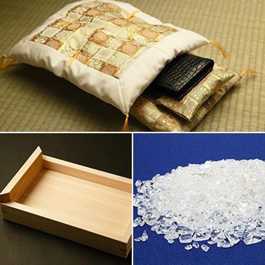 元祖 財布の布団休養3点セット (金運財布ふとん一式国産高級檜製専用ベッドさざれ石水晶) 金運アップ財布 金運財布 開運財布 金運アップ 宝くじ当選 送料無料