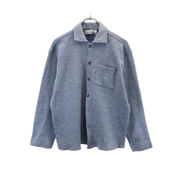 オールド タッターソールチェック柄 長袖 シャツ風 ジャケット L 青系 メンズ