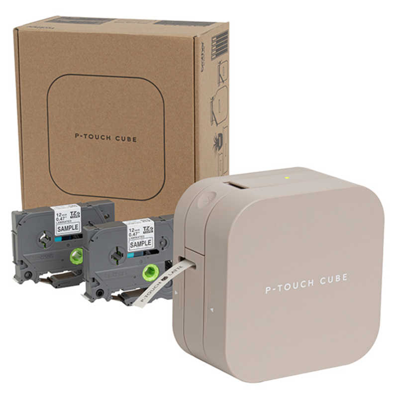 ブラザー　brother　ラベルライター ピータッチ キューブ ラテ (スマホ専用/3.5mm～12mm幅/TZeテープ)　PT-P300BTLT