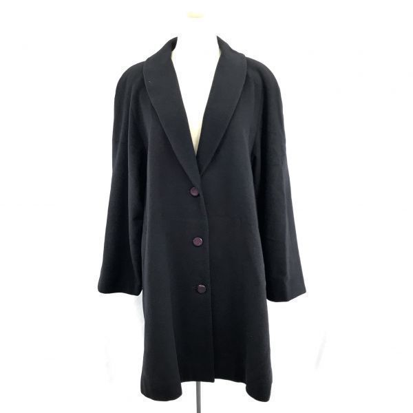日本製DESII MODEイタリア製カシミヤ100％/チェスターロングコート/アウター【9号/Womens size-M/黒】シンプル/フォーマル/Made in JapanBA975L