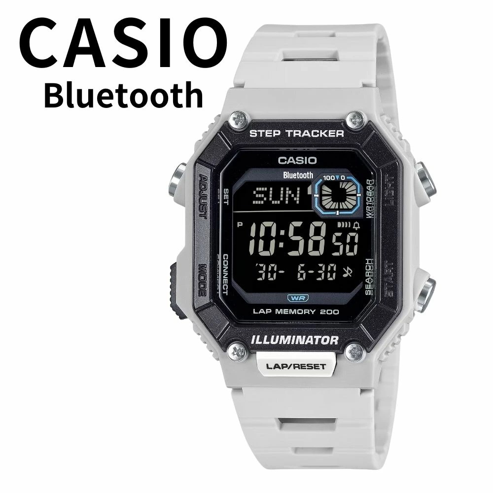 正規品 カシオ 腕時計 メンズ スマホ連携 歩数計 軽量 防水 スポーツ ランニング アウトドア デジタル モバイルリンク 樹脂バンド グレー 男女兼用 運動 健康管理 誕生日プレゼント ギフト ラン