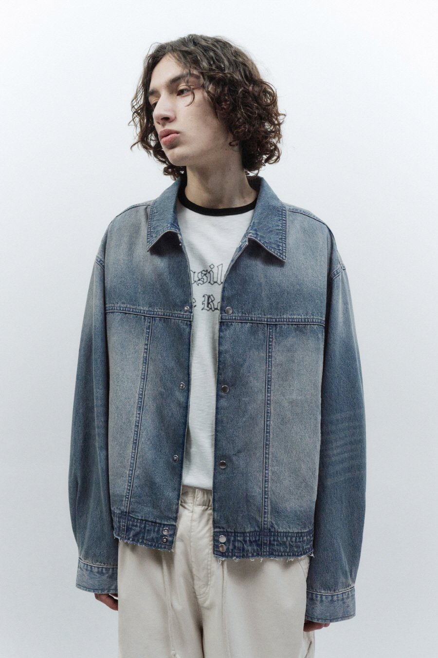 【INSILENCE】 LIGHT DENIM DRAPE JACKET : BLUE