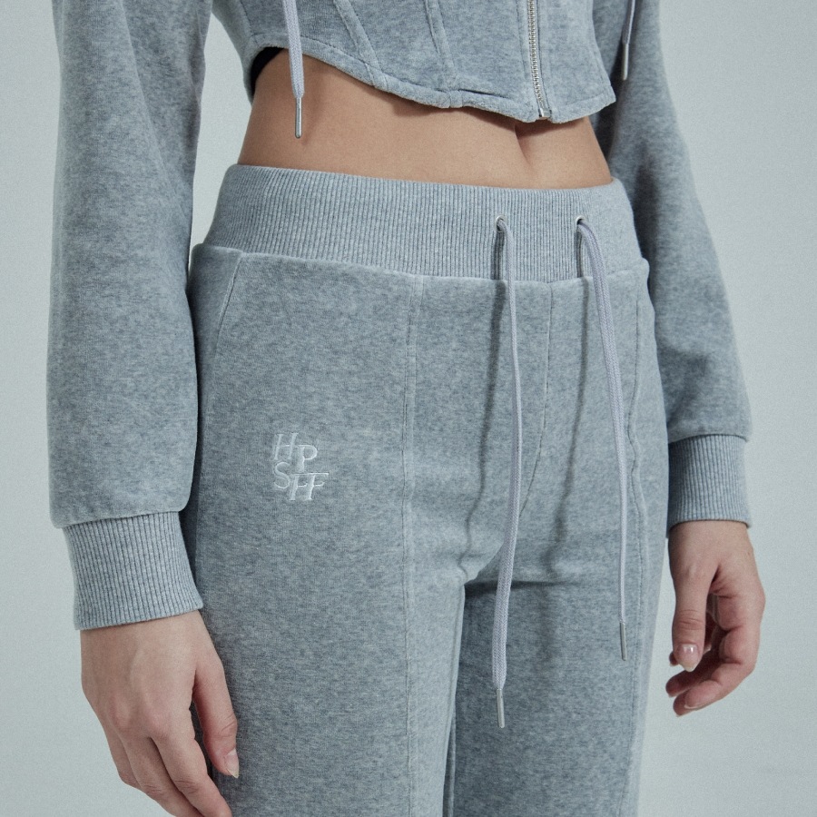 Velvet Pintuck Boots Cut Pants[GRAY]