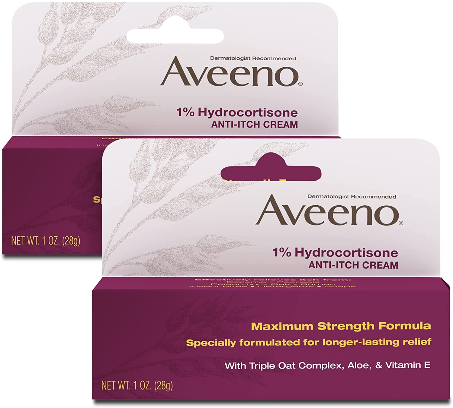 Aveeno最大強度1%ハイドロコルチゾンアンチイッチクリームピュアオートエッセンストリプルオー