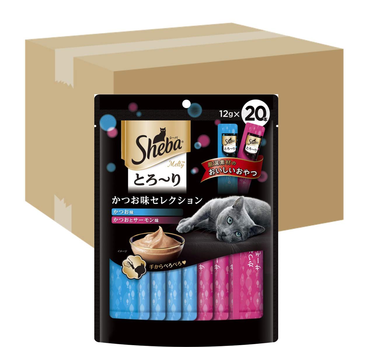 シーバ とろ～り メルティ おやつ 成猫用 かつお味セレクション 12g×400本(1パック20本入り×20パック) キャットフード 猫 Sheba Melty 大容量 まとめ買い ケース販売