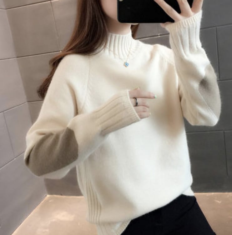 トップス デート カットソー ニットソー セーター 袖あり 長袖 冬 10代 20代 レディース 個性的 ホワイト アプリコット オレンジ ネイビー グレー ブラック S M L XL こなれ感 5,508円