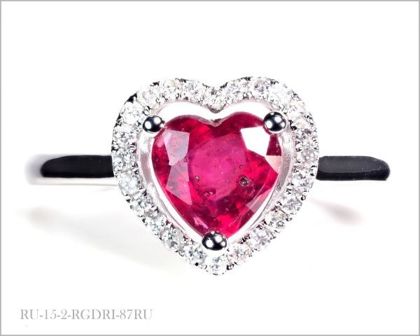 天然 ダイヤモンド ルビー リング 指輪 ハート 1.01ct K18WG 18金製品 74